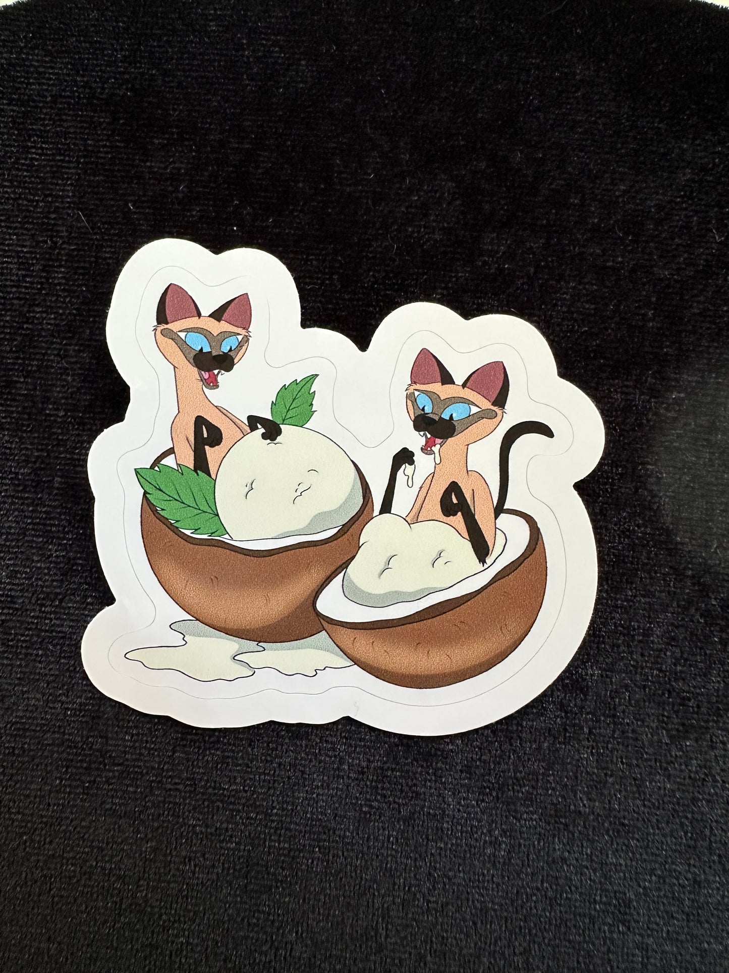 Sweet Tails Si & Am Cat Sticker