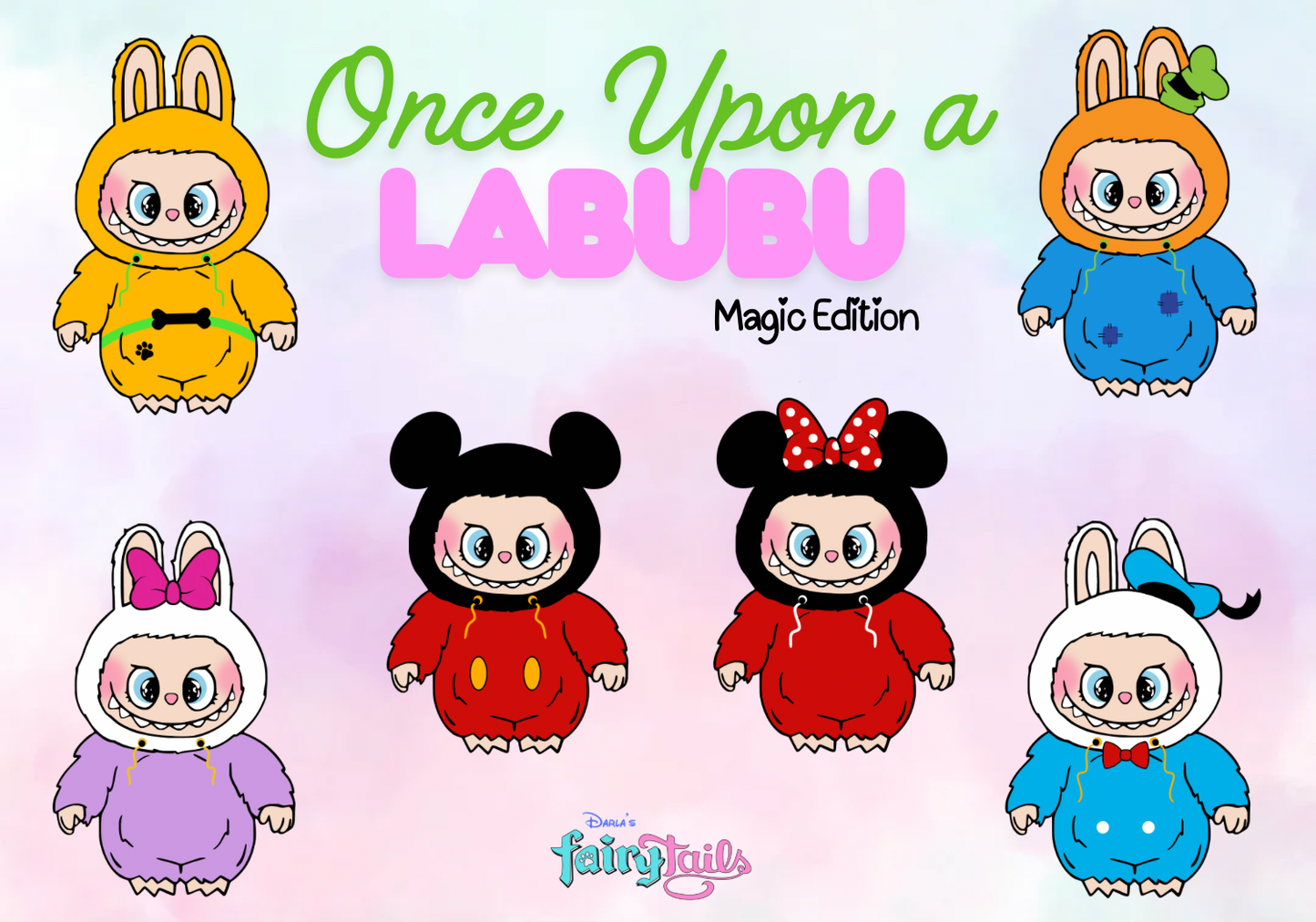 Labubu dressed as Fab 5 Characters Acrylic Pin