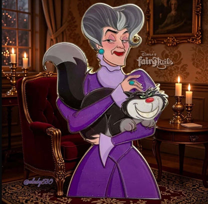 Evil Tails Lady Tremaine & Lucifer Fantasy Pin