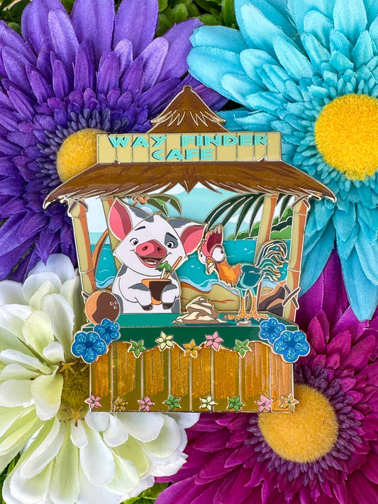 Foodie Friends Pua & Heihei “Way Finder Cafe” LE30 Disney Fantasy Pin