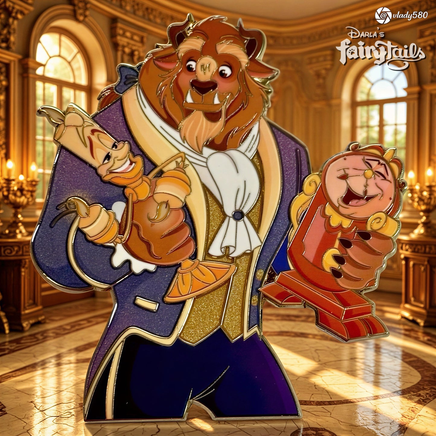 “Love Tails" Beast, Lumiere & Cogsworth Fantasy Pin
