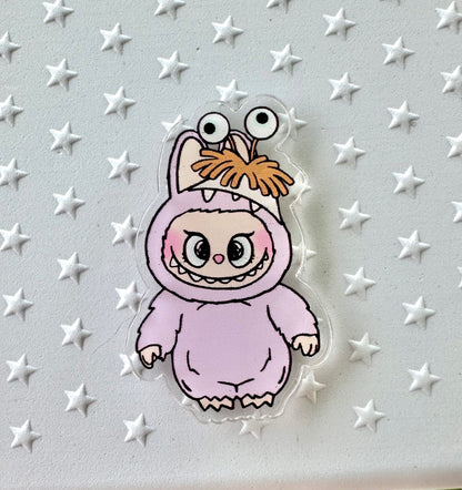 Labubu dressed as Monsters Inc. Characters Acrylic Pin