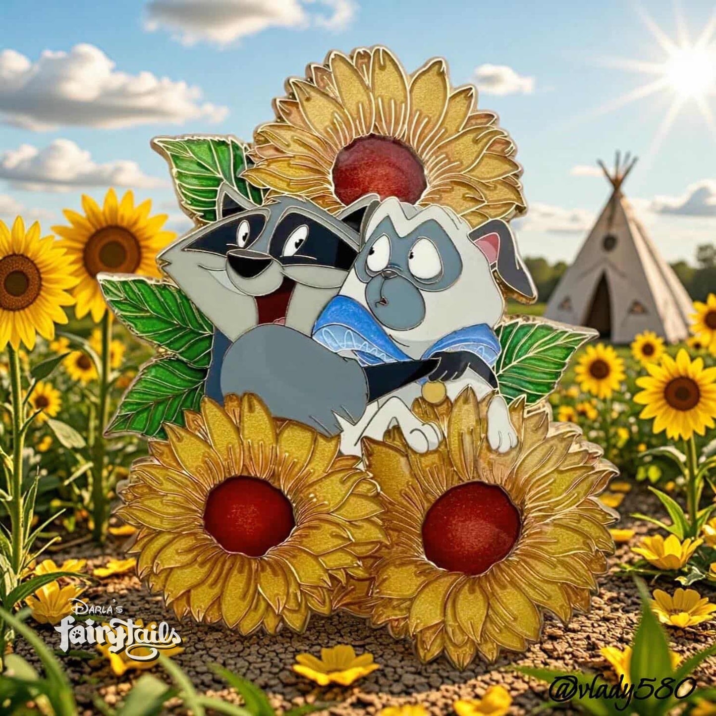 “Blooming Friendship" Meeko & Percy Fantasy Pin