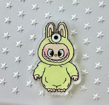 Labubu dressed as Monsters Inc. Characters Acrylic Pin