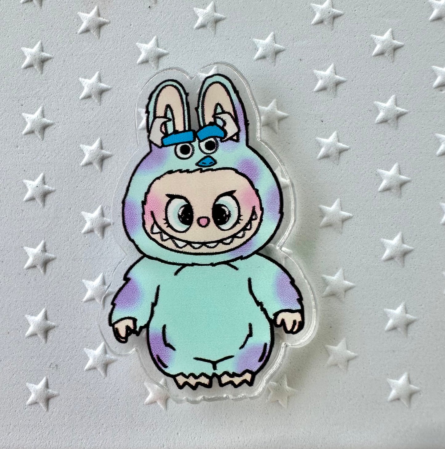 Labubu dressed as Monsters Inc. Characters Acrylic Pin