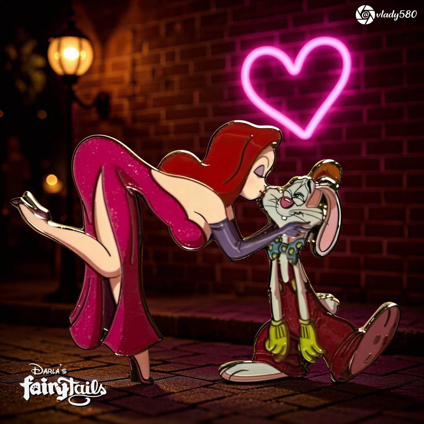 “GOT SMOOCHED" Jessica & Roger Rabbit Fantasy Pin