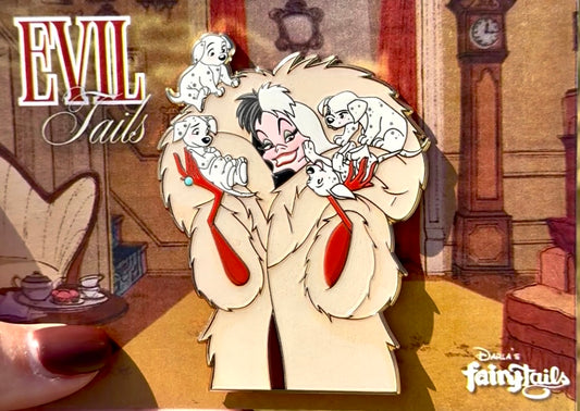 Evil Tails Cruella & Dalmatian Pups Fantasy Pin