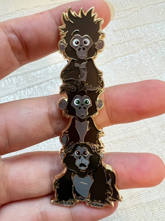 PRESALE -“Jungle Jenga” Tarzan baby gorillas Fantasy Pin