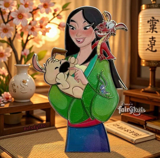 Love Tails Mulan, Little Brother, Crikee & Mushu Fantasy Pin