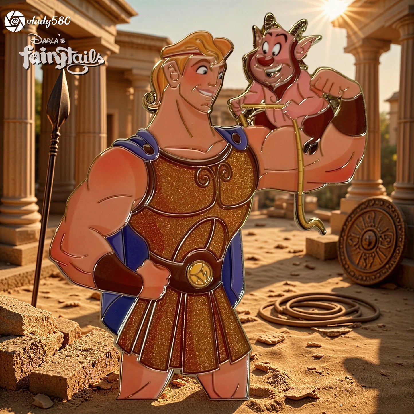 “Love Tails" Hercules & Phil Fantasy Pin