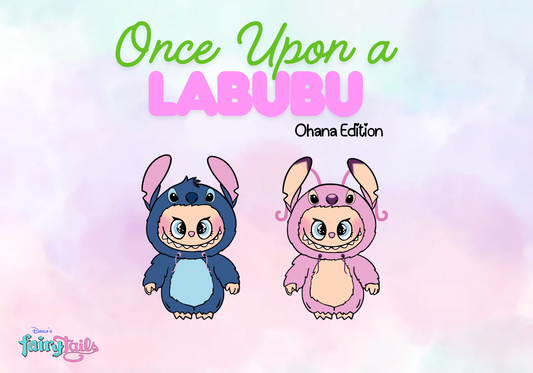 Labubu dressed as Stitch & Angel Characters Acrylic Pin