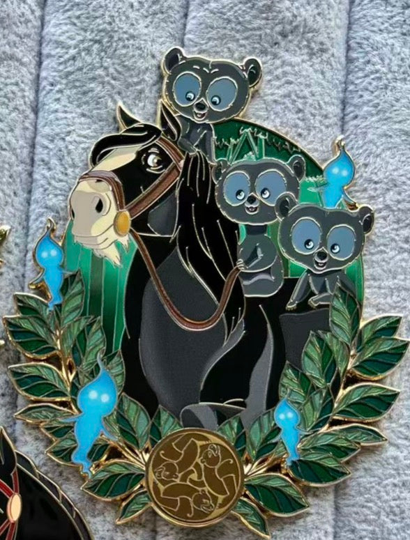 “Charmed Steeds” Angus & bears fantasy Pin