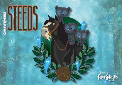 “Charmed Steeds” Angus & bears fantasy Pin