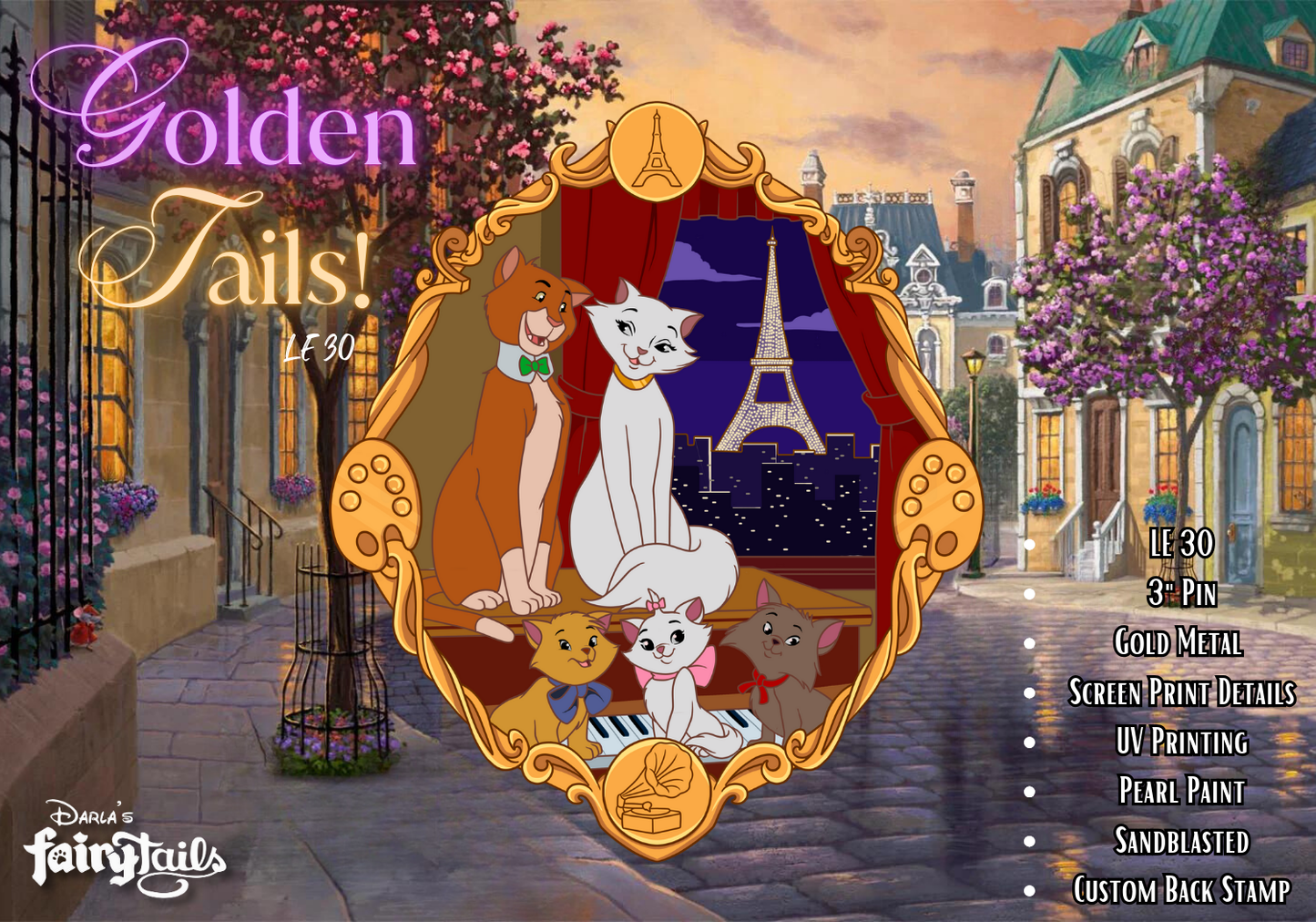 PRESALE - Golden Tails Arostocats LE30 Disney Fantasy Pin