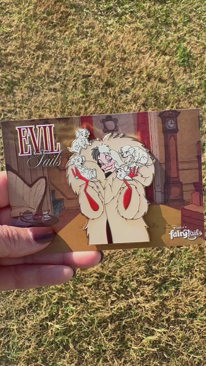Evil Tails Cruella & Dalmatian Pups Fantasy Pin
