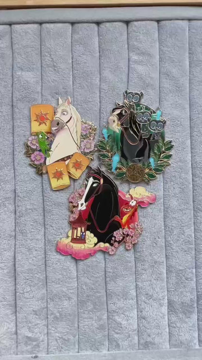 “Charmed Steeds” Angus & bears fantasy Pin