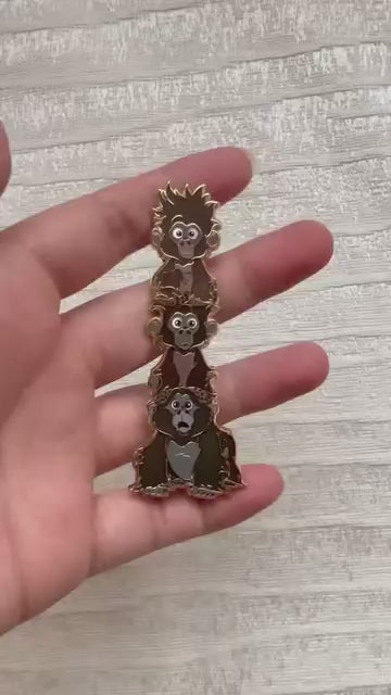 “Jungle Jenga” Tarzan baby gorillas Fantasy Pin